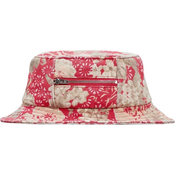Supreme Zip Twill Crusher Floral Bucket Hat SS18 Red Medium Large - Picture 5 of 12
